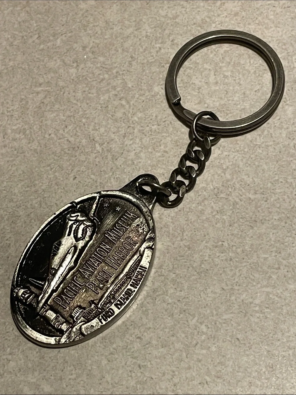 PEARL HARBOR Pacific Aviation Museum Promo keyring keychain tag brushed gunmetal